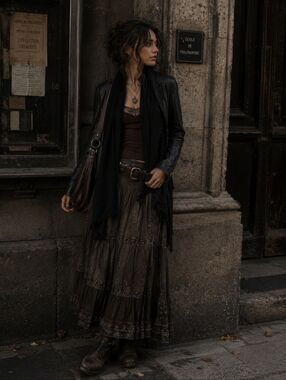 Free People Black Drape Front Denim Jacket Boho Moto Grunge Goth Size 0